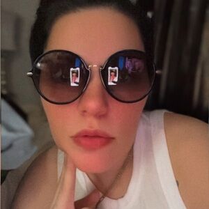 Longchamp Black Round Sunglasses